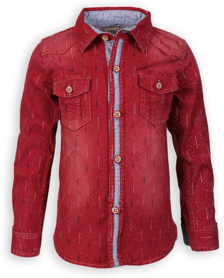 

Lilliput Boy's Printed Casual Maroon Shirt