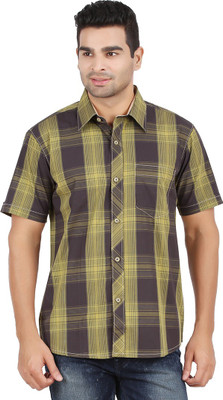 

All Times Men's Checkered Casual Green Shirt