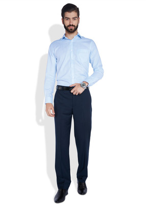 

Park Avenue Men's Striped Formal Blue Shirt