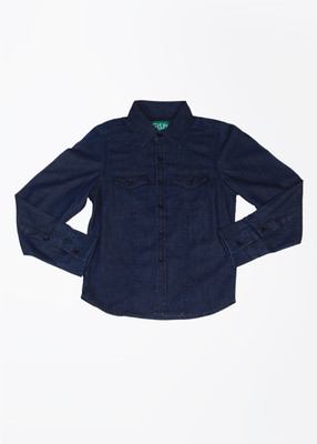 

Slub Junior By Inmark Boys Solid Casual Blue Shirt, Dark wash