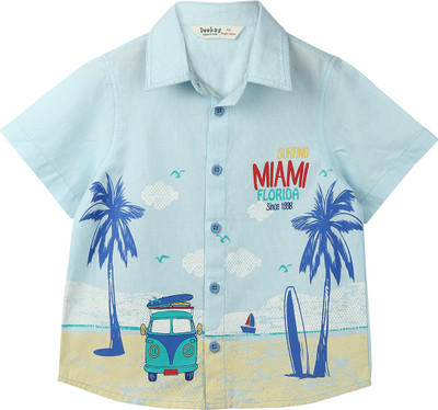 

Beebay Boys Printed Casual Shirt, Light blue