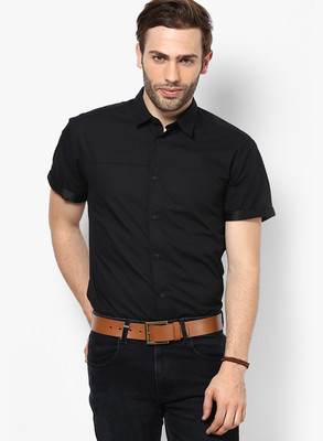 

Jack & Jones Men's Solid Casual Black Shirt
