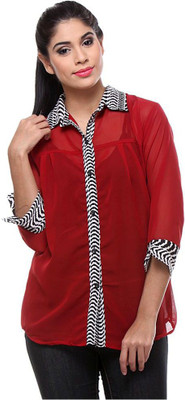 

TeeMoods Women's Solid Casual Maroon Shirt