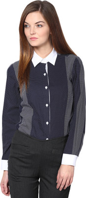 

Dazzio Women's Solid Formal Blue, White Shirt
