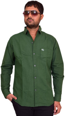 BRITISH TERMINAL Men Solid Casual Green Shirt