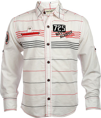 

Lumber Boy Boys Self Design Casual White Shirt