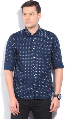 

Flying Machine Men's Printed Casual Dark Blue Shirt