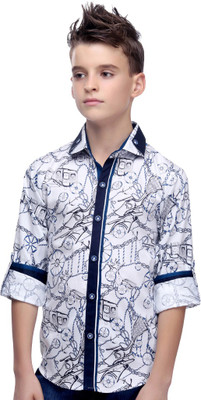 

MashUp Boys Printed Casual White Shirt