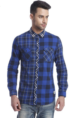 

Jack & Jones Men' Checkered Casual Light Blue Shirt, Navy blazer