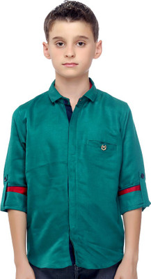 

MashUp Boys Solid Casual Green Shirt