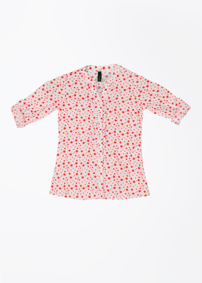 

United Colors of Benetton. Girls Printed Casual White, Red Shirt, 902