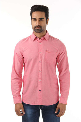

Wrangler Men' Solid Casual Pink Shirt, Coral