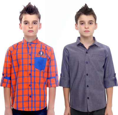 

MashUp Boy's Checkered Lounge Wear Multicolor Shirt(Pack of 2