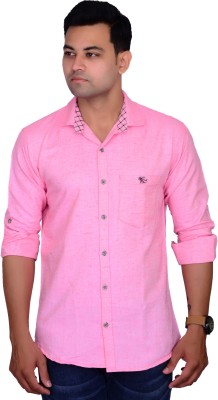 BRITISH TERMINAL Men Self Design Casual Pink Shirt