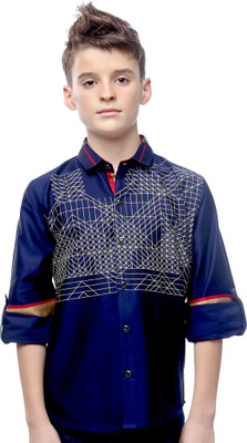 

MashUp Boys Printed Casual Blue Shirt, Navy blue