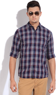 

Wrangler Men's Checkered Casual Blue Shirt