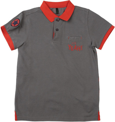 

United Colors of Benetton Boys Solid Cotton T Shirt(Grey, Pack of 1, 902