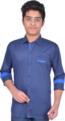 

Aedi Boy's Solid Casual Blue Shirt, Navy blue
