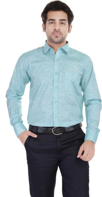 

Blue Bird Men's Self Design Formal Light Blue Shirt