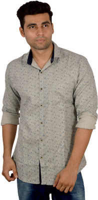 

Studio Nexx Men's Printed Casual Grey Shirt, Ash grey