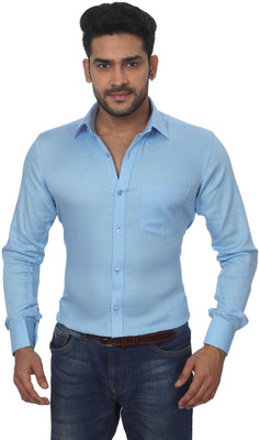 

GlobalRang Men' Solid Casual Blue Shirt