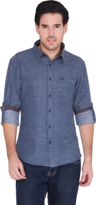 

Blue Wave Men's Solid Casual Dark Blue Shirt, Light teal solid