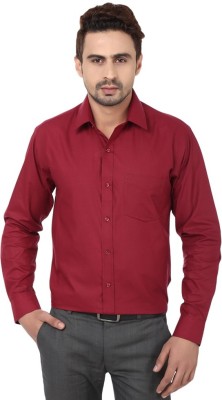 Royal Kurta Men Solid Formal Red Shirt