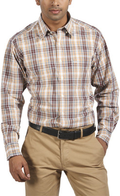 

ColorPlus Men's Checkered Casual Brown Shirt