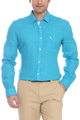 

Parx Men's Checkered Formal Shirt, Blue