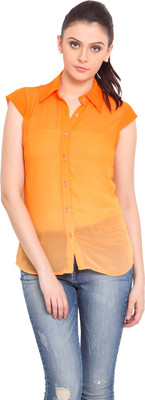 

Trend Arrest Women's Solid Casual Orange Shirt