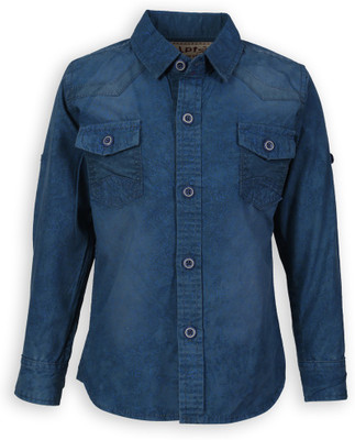 

Lilliput Boy's Printed Casual Blue Shirt, Navy