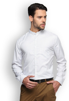 

Brooklyn Blues Men's Striped Casual White Shirt, Mutlicolor