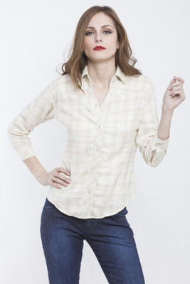 

Being Fab Women's Checkered Casual Beige Shirt