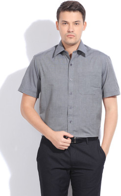 John Players Men's Solid Formal Grey Shirt, P52