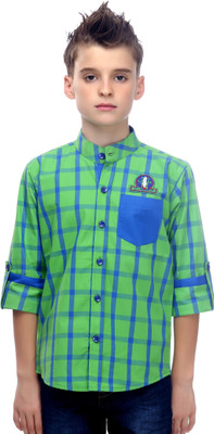 

MashUp Boys Checkered Casual Green Shirt