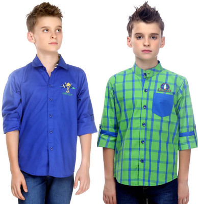 

MashUp Boy's Checkered Lounge Wear Multicolor Shirt(Pack of 2