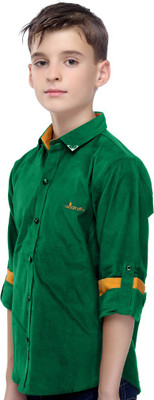 MashUp Boys Solid Casual Green Shirt