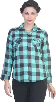 

Ten on Ten Women's Checkered Casual Blue, Black Shirt