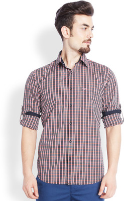 

Park Avenue Men's Checkered Casual Orange Shirt