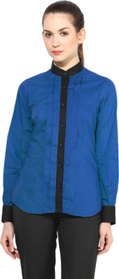 

Dazzio Women's Printed Formal Blue, Black Shirt, Royal blue