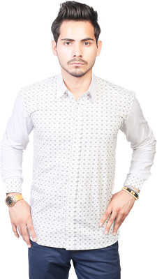 

Trendster Men's Printed Casual White Shirt