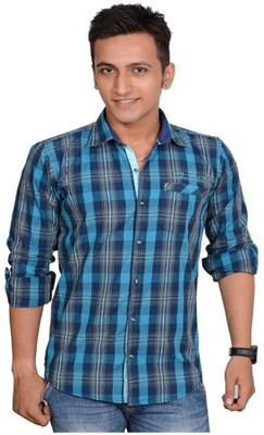 

Anry Men's Solid Casual Blue Shirt