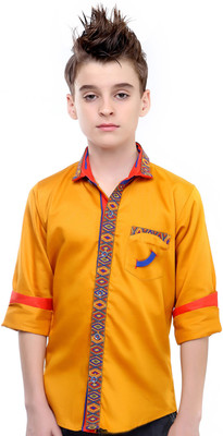 

MashUp Boys Printed Casual Yellow Shirt