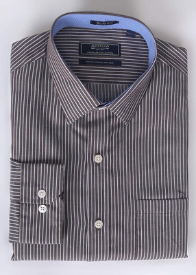 

Arrow Men's Striped Formal White, Brown Shirt, Me. brown