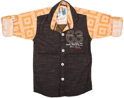 

Kidzee Boys Checkered Casual Gold Shirt