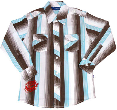 

Dreamszone Boys Striped Casual Brown, Blue Shirt, Blue stripe;brown