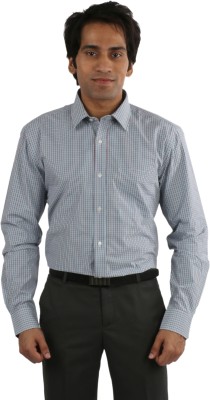 

Desar Rana Men's Checkered Formal Light Blue, Maroon Shirt, Maroon;turquoise