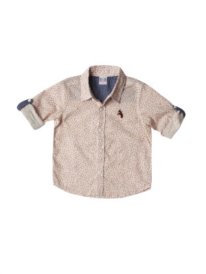 

Wow Mom Boys Printed Casual White Shirt
