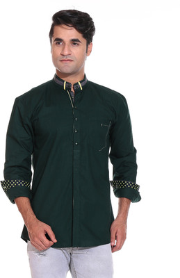 

Rebel Men's Solid Casual Club Collar Shirt, Green