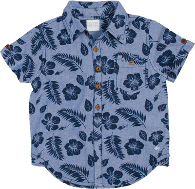 

FS Mini Klub Boys Floral Print Casual Grey Shirt, Chambray